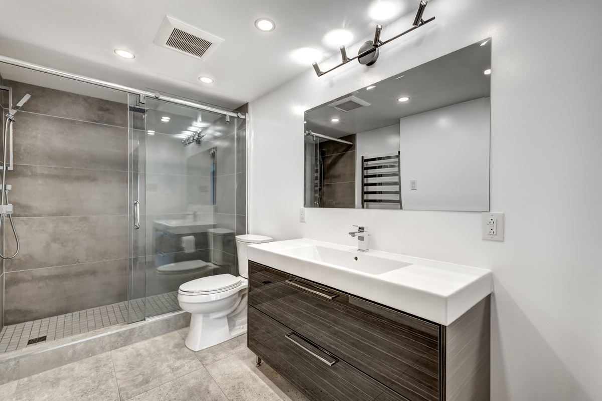 modern and stylish bathroom after the completed bathroom remodeling Chicago project